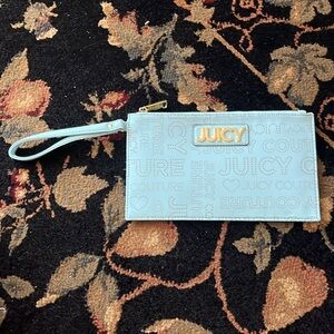 Juicy Couture Light Blue Wristlet Clutch Wallet